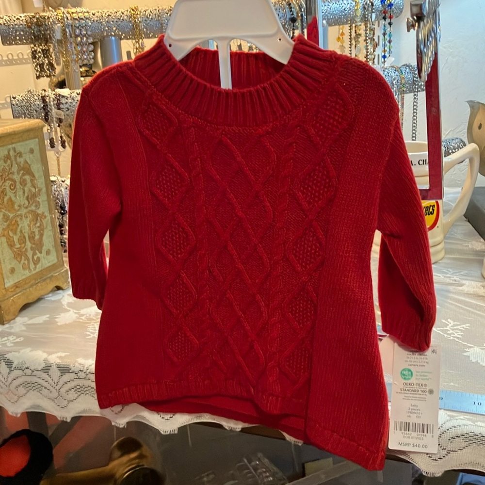 Red sweater dress with panties for baby girl size newborn